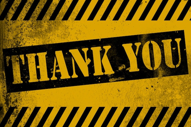 Thank You sign yellow with stripes