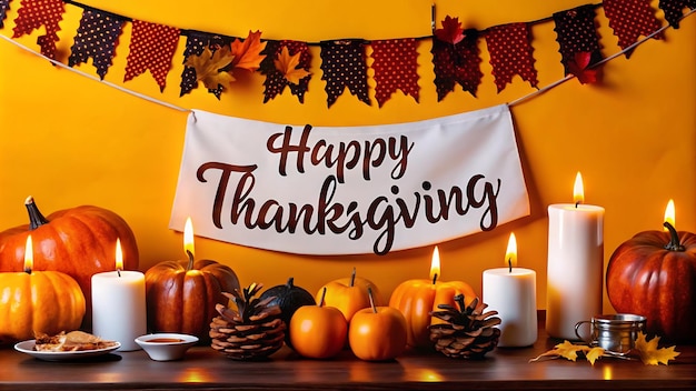 Photo thanks giving day banner ai generated