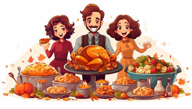 Photo thanksgiving cartoon modern clipart vector white background no outline