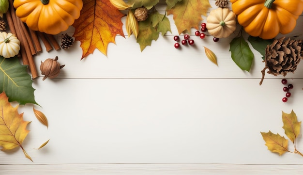 Thanksgiving Holiday wood table background with copy space for text Generative ai