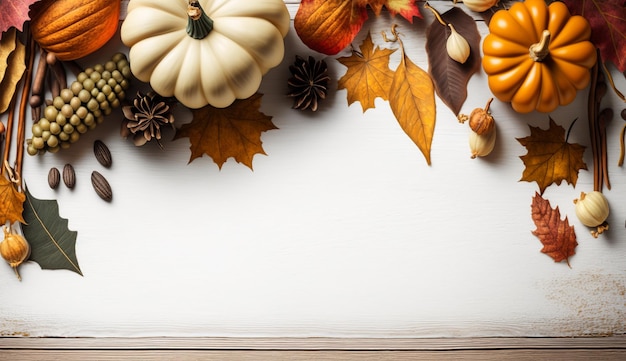 Thanksgiving Holiday wood table background with copy space for text Generative ai