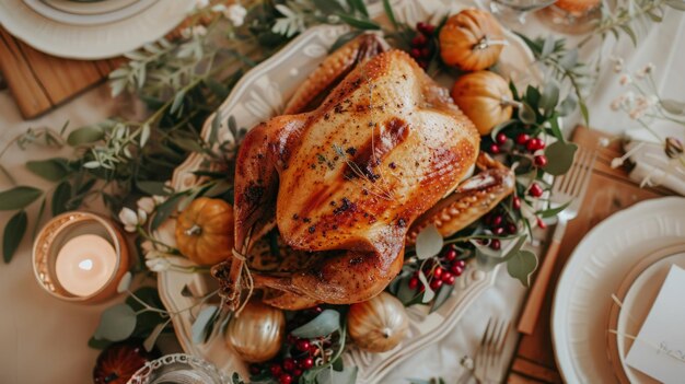 Photo thanksgiving turkey top view