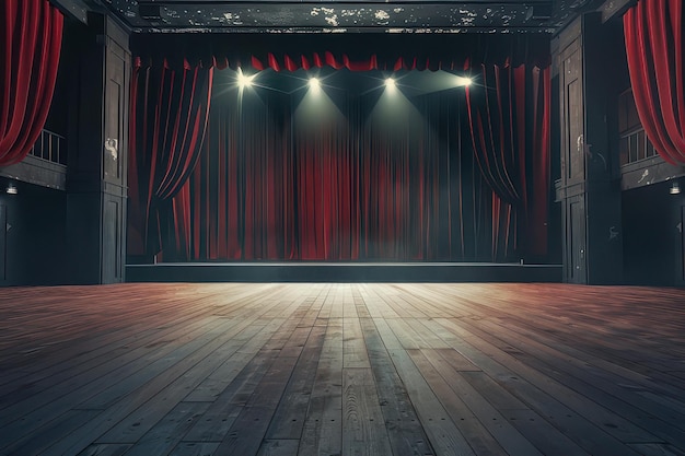 Theater stage with curtains and spotlights