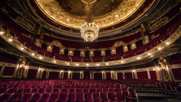 Photo a theatre with a chandelier hanging from the ceiling