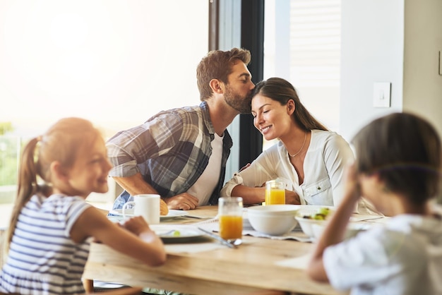 Their home is filled with love and happiness Shot of a family having breakfast together at home