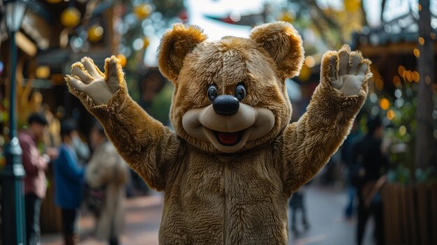 Theme Park Mascot entertaining park visitors