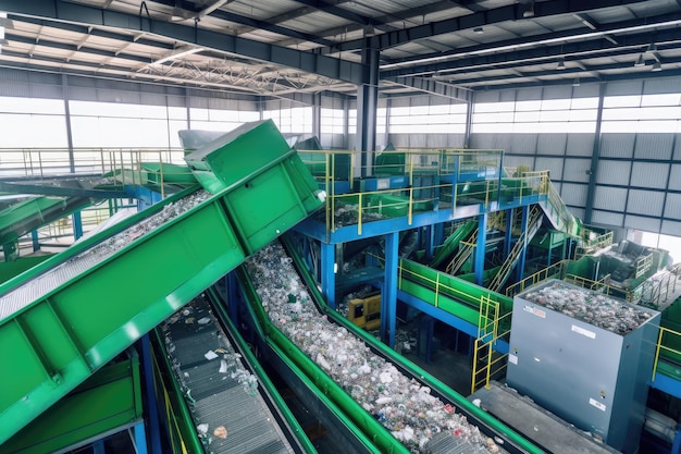 Theme of waste recycling could depict a facility where waste is sorted and processed for reuse Generative AI