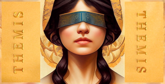 Themis goddess. In Greek mythology. Blindfolded woman, goddess of law and justice.