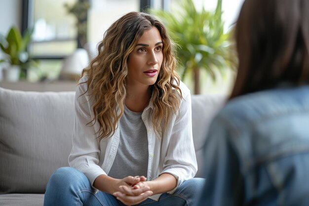 Therapist providing support and guidance in a counseling session Compassionate therapist offering support and guidance during counseling sessions