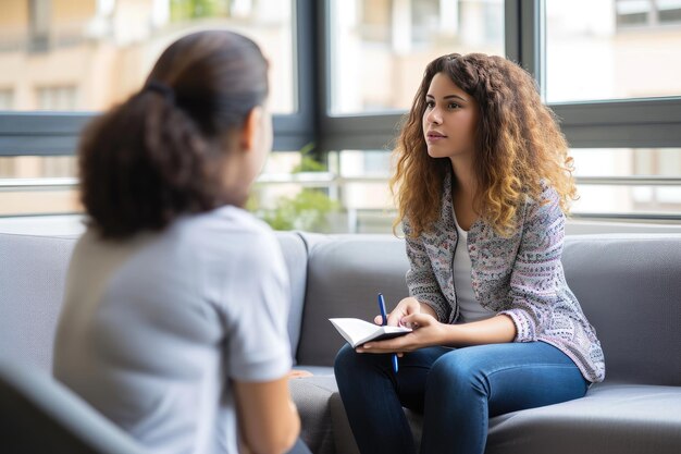 Therapist providing support and guidance in a counseling session Compassionate therapist offering support and guidance during counseling sessions