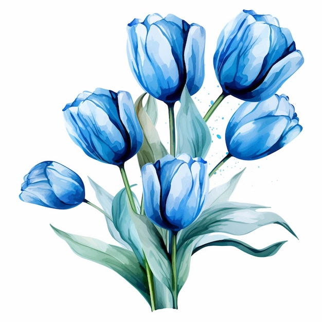 There are blue flowers that are on a white background generative ai