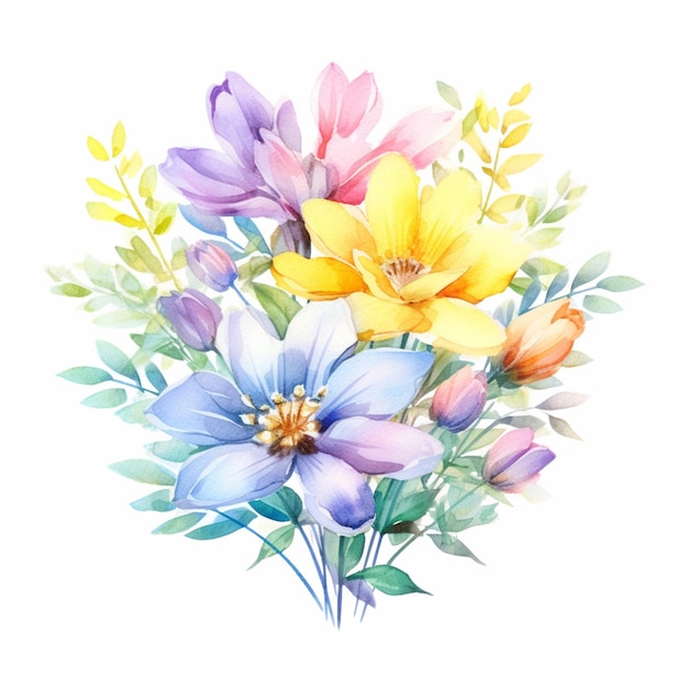 There are a bunch of flowers that are painted in watercolor generative ai