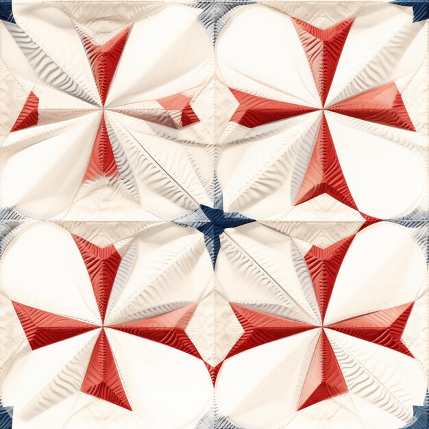 There are four different pictures of a quilt with red generative ai