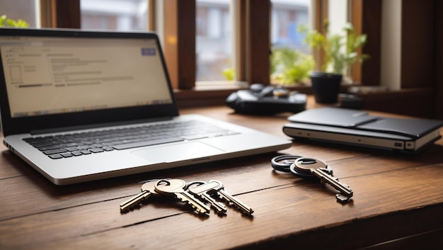 There are four keys on a table The keys are made of metal and have different shapes and sizes One