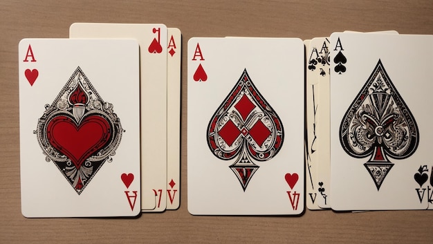 There are four playing cards in the image They are all aces