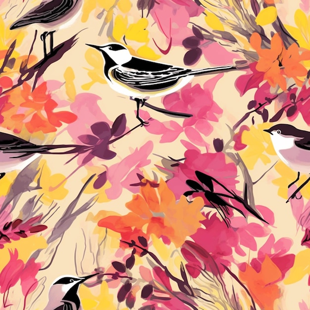 There are many birds sitting on the branches of a tree generative ai