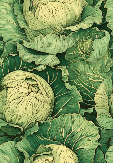 There are many cabbages that are growing in the garden generative ai