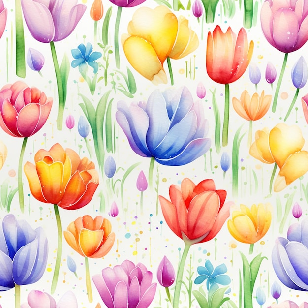 there are many different colored flowers on a white background generative ai