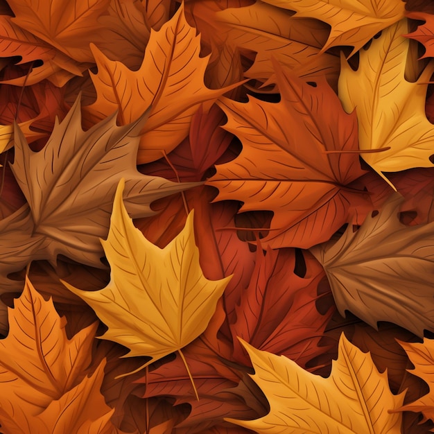 There are many different colored leaves on the ground generative ai