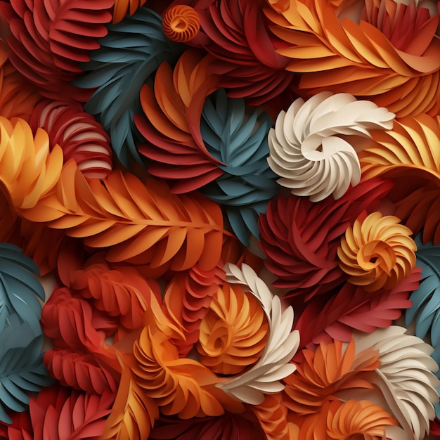 There are many different colored paper flowers arranged together generative ai