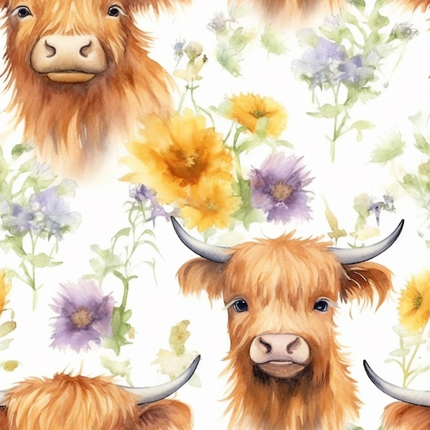 There are many different pictures of a cow with flowers on it generative ai