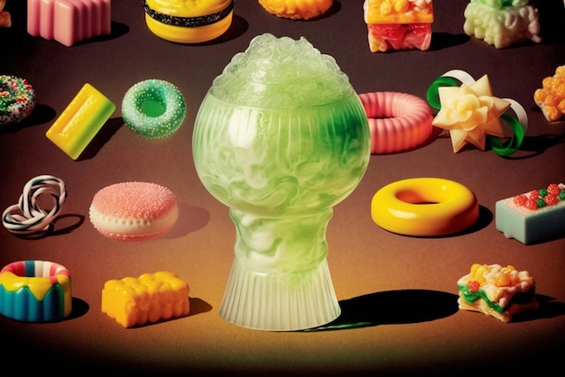 There are many different types of candy in a vase generative ai