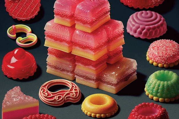 There are many different types of colorful candies generative ai