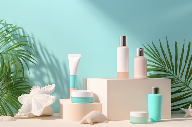 there are many different types of skin care products on a table generative ai