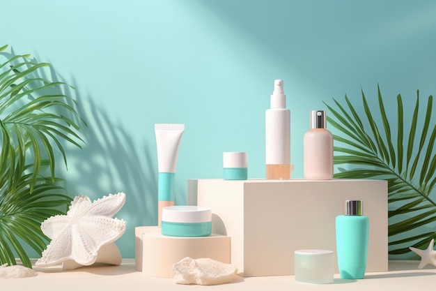 there are many different types of skin care products on a table generative ai