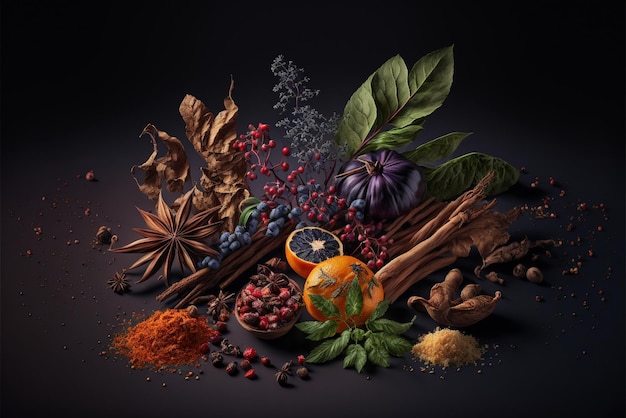 There are many different types of spices and in this picture generative ai