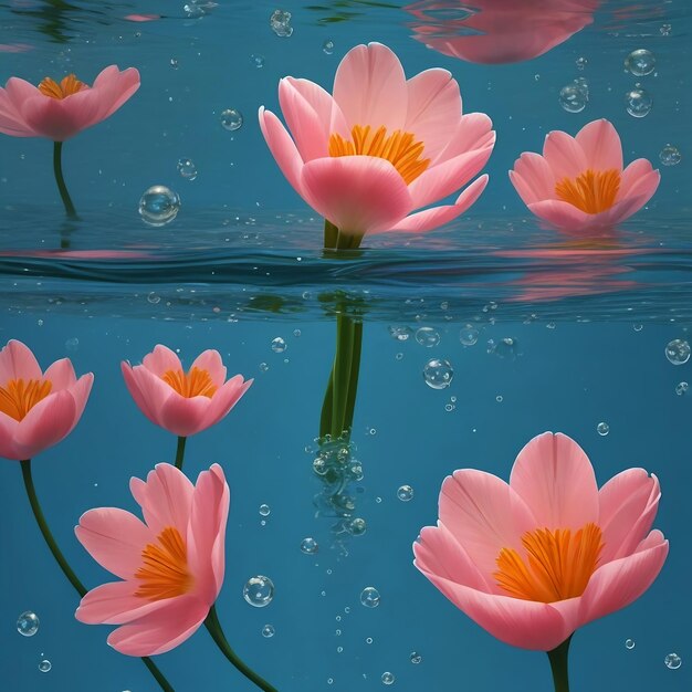 there are many flowers that are in the water with bubbles amoled profile picture 1024px