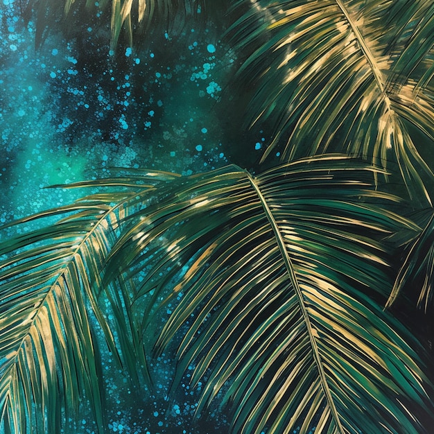 There are many palm leaves that are in the water generative ai