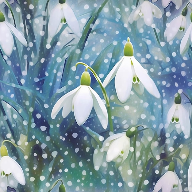 There are many snowdrops that are in the snow generative ai