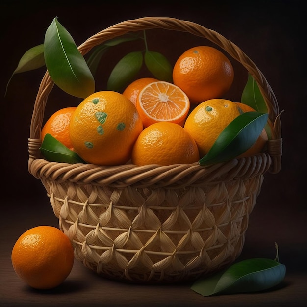 There are only a small number of oranges contained within the basket AI