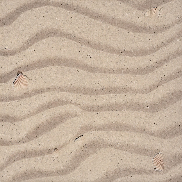 there are shells on the sand of a beach with a wave generative ai