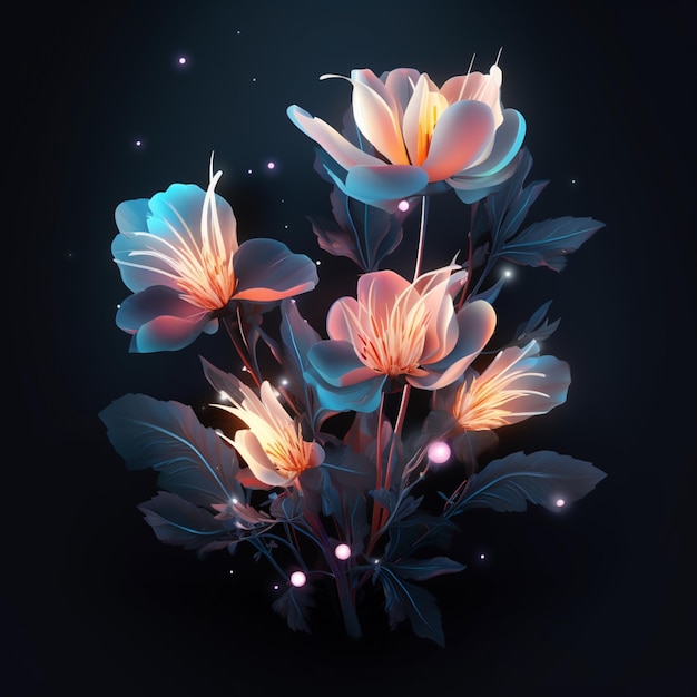 There are some flowers that are glowing in the dark generative ai