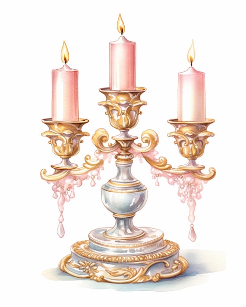 There are three candles that are on a stand with a candle generative ai