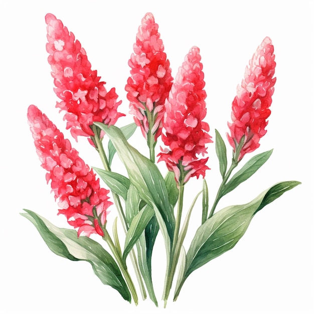 there are three pink flowers that are on a white background generative ai