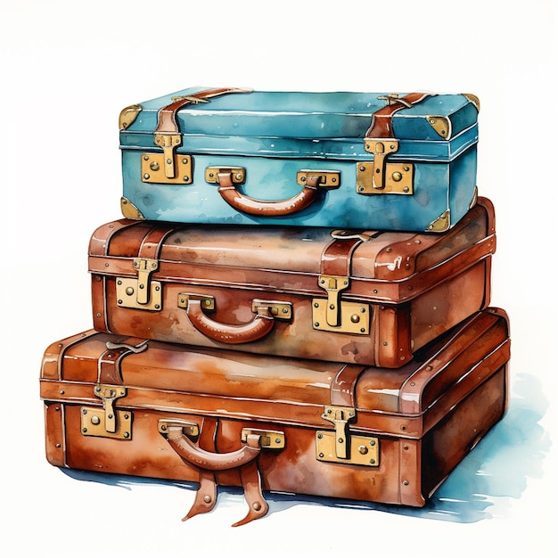 There are three suitcases stacked on top of each other generative ai