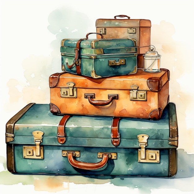 There are three suitcases stacked on top of each other generative ai