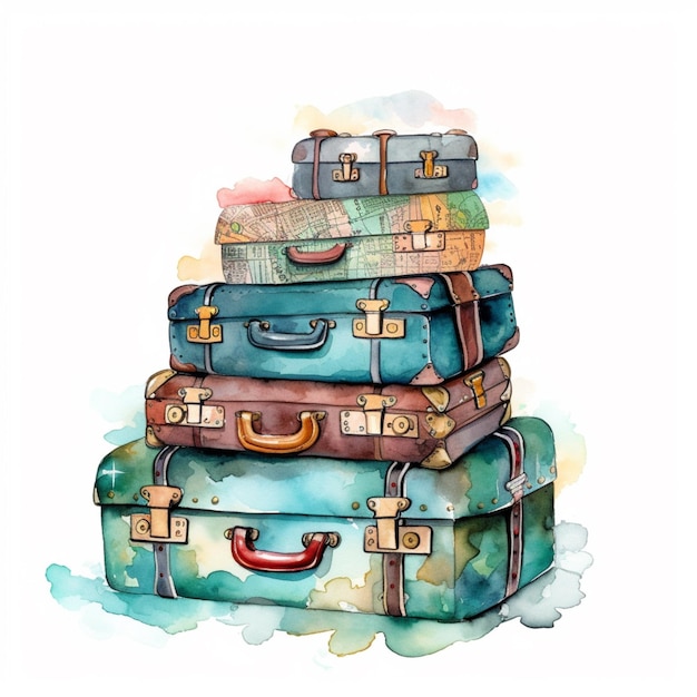 There are three suitcases stacked on top of each other generative ai