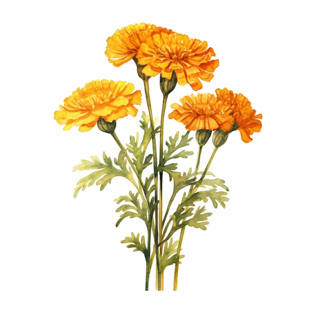 there are three yellow flowers that are on a stem generative ai