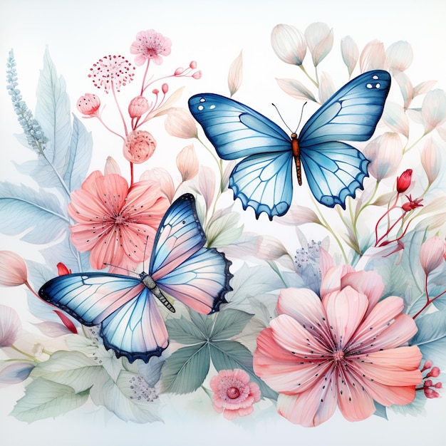 there are two butterflies that are sitting on a flower generative ai