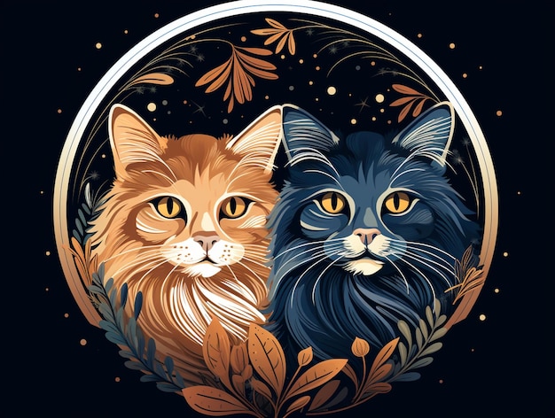 There are two cats that are sitting in a circle generative ai