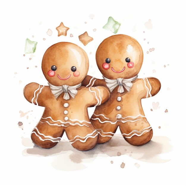 There are two gingerbreads that are standing next to each other generative ai