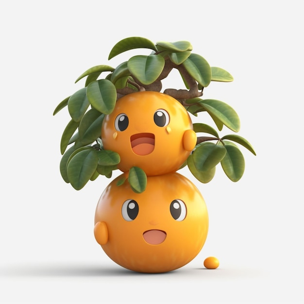 There are two oranges with faces and leaves on them generative ai