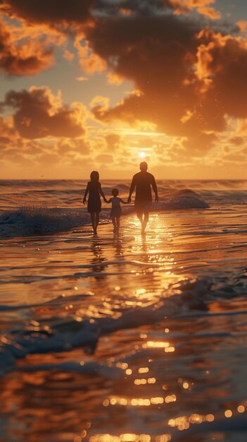 there are two people walking along the beach holding hands generative ai