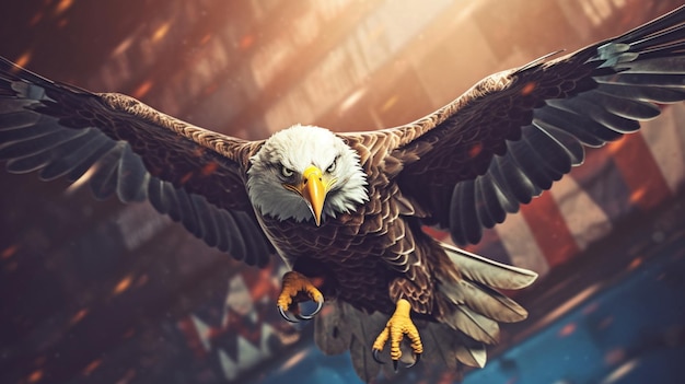 there is a bald eagle that is flying in the air generative ai