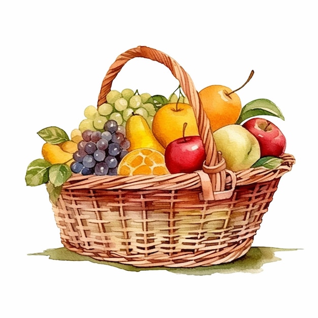 There is a basket of fruit that is sitting on the ground generative ai