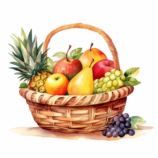 There is a basket of fruit with a pineapple generative ai